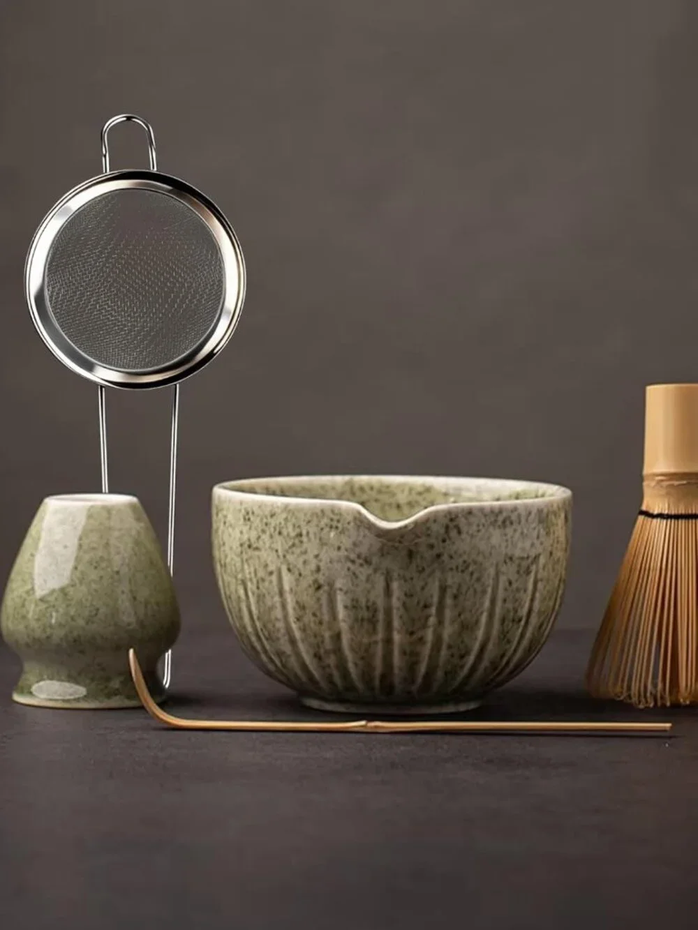 5pc Perfect Matcha Kit for Matcha Tea Ceremony Match Bowl Scoop Chasen Holder